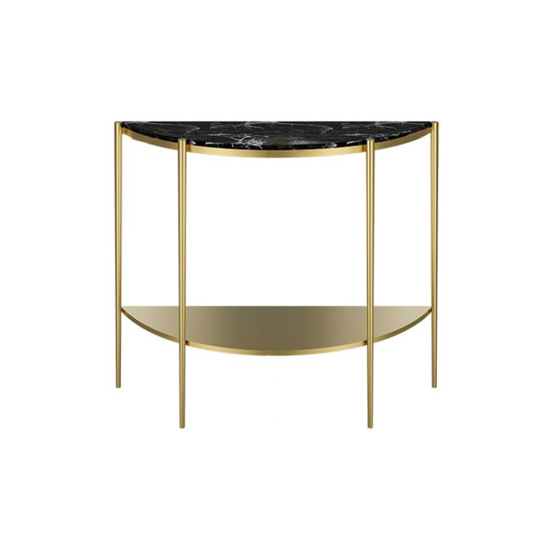 Table de sofá de consola de mármol Glamble Mesa de media luna con estantes para Hall