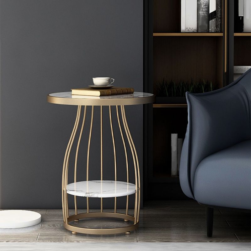 Marble Top End Table Metal Frame Sofa Side End Table with Shelf for Living Room Clearhalo 'Coffee & Accent Tables' 'End & Side Tables' 'end_side_tables' 'furn' 'furn_end_side_tables' 'Furniture' 'Living Room Furniture' 1200x1200_dc4cb097-4d30-4e04-872c-9ad36dd1137a