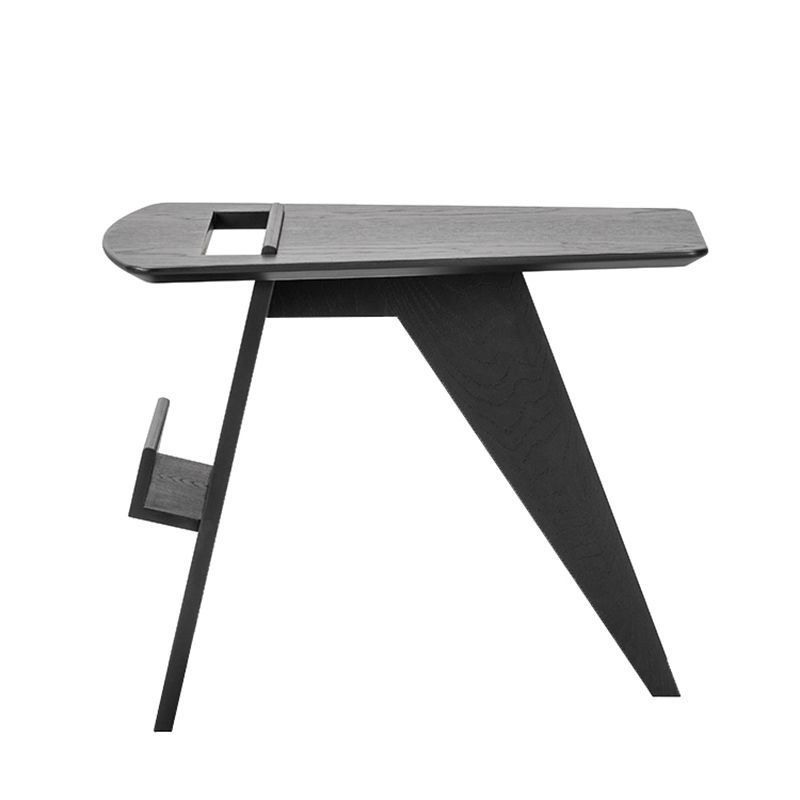 ソリッドウッドアブストラクトサイドテーブルナチュラル/ブラック22.44インチ幅のエンドテーブル