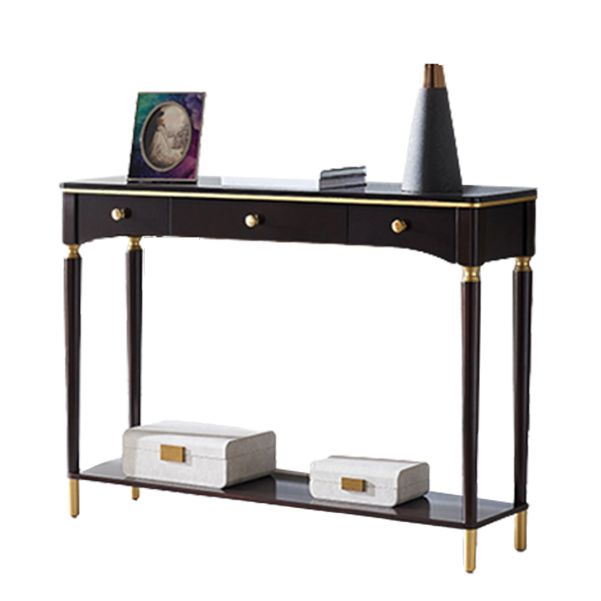 Mid-Century Modern Wood Console Table Rectangle Black Console Sofa Table for Hall