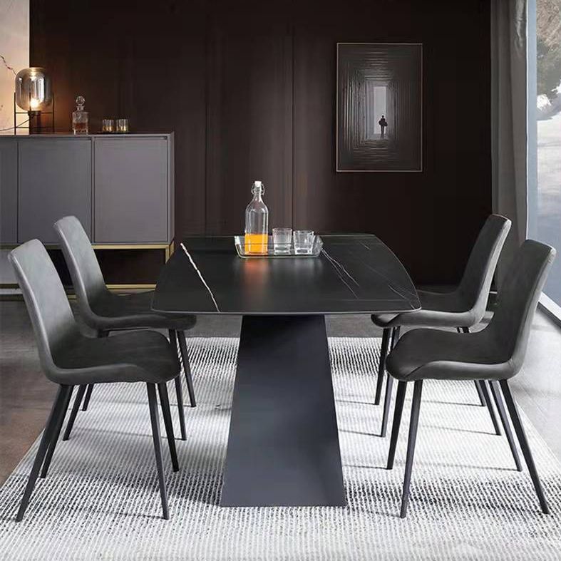 Contemporary Rectangle Dining Table Double Pedestal Furniture for Dining Room Clearhalo ' dining_table' 'Dining Tables & Seating' 'Dining Tables' 'furn' 'furn_dining_table' 'Furniture' 'furniture_dining_table' 'Kitchen & Dining Furniture' 'kitchen&dining_furn' 'kitchen' 'kitchen_dining_table' 1200x1200_dc547000-6218-4673-a4a5-e2f0294087eb
