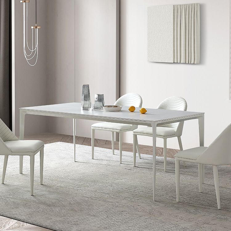 Metal Contemporary Rectangular Dining Table White Sintered Stone Top Table with Legs Clearhalo 'Dining Tables & Seating' 'Dining Tables' 'dining_table' 'Furniture' 'furniture_dining_table' 'Kitchen & Dining Furniture' 'kitchen' 'kitchen_dining_table' 1200x1200_dc555c11-fe63-4def-b85c-38b1f783ddd6