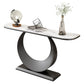 Glam 11,81 "W tavolo console in pietra tavolo di accento di mezza luna con 1 scaffale