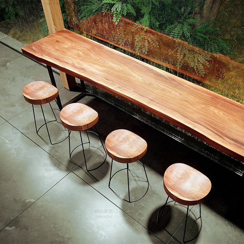 Industrial Trestle Base Dining Table Solid Wood Bar Table for Bistro Clearhalo 'Bar Furniture' 'Bar Tables' 'bar_tables' 'furn' 'furn_bar_tables' 'Furniture' 'Kitchen & Dining Furniture' 1200x1200_dc581107-86ee-4665-9042-f76162437ae1