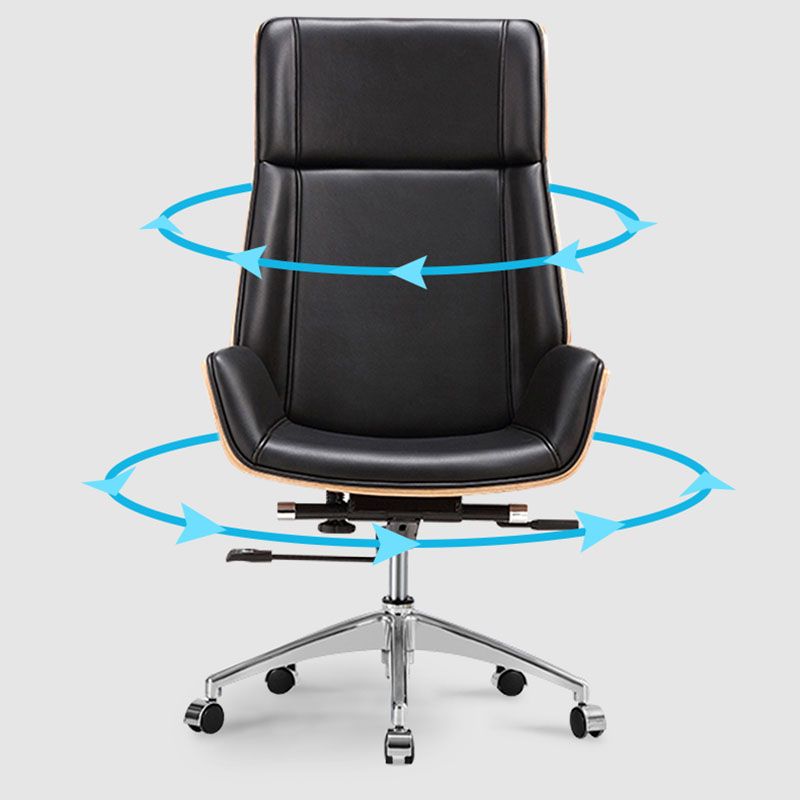 Contemporary Leather Executive Chair Swivel with Wheels Office Chair