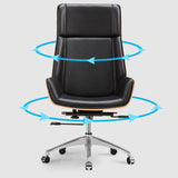 Contemporary Leather Executive Chair Swivel with Wheels Office Chair