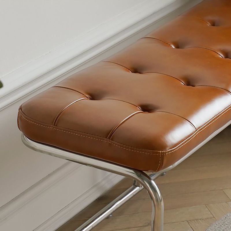 Rectangle 13.8" Wide Brown Bench Cushioned Upholstered Entryway Bench Clearhalo 'Benches' 'Chairs & Seating' 'furn' 'furn_benches' 'Furniture' 'Living Room Furniture' 1200x1200_dc5a0ddd-2348-49ea-95d7-c662ebb1715c