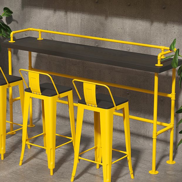 Modern Black Wood Counter Table with Rectangle Table Top Yellow Trestle Table -42" H Clearhalo 'Bar Furniture' 'Bar Tables' 'bar_tables' 'furn' 'furn_bar_tables' 'Furniture' 'furniture_bar_tables' 'Kitchen & Dining Furniture' 1200x1200_dc5af2dd-49ce-4784-853c-14165f2aa68a