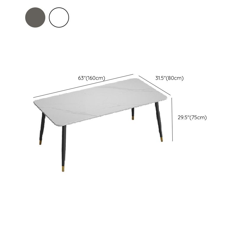 Table de salle à manger rectangulaire moderne, finition mate, table de dinette en pierre