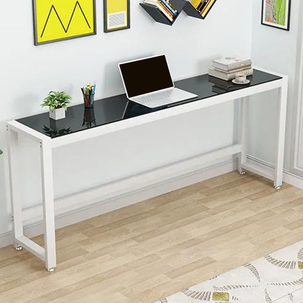 Glass Top Rectangular Writing Desk Modern 29.14 Inch Tall Office Desk