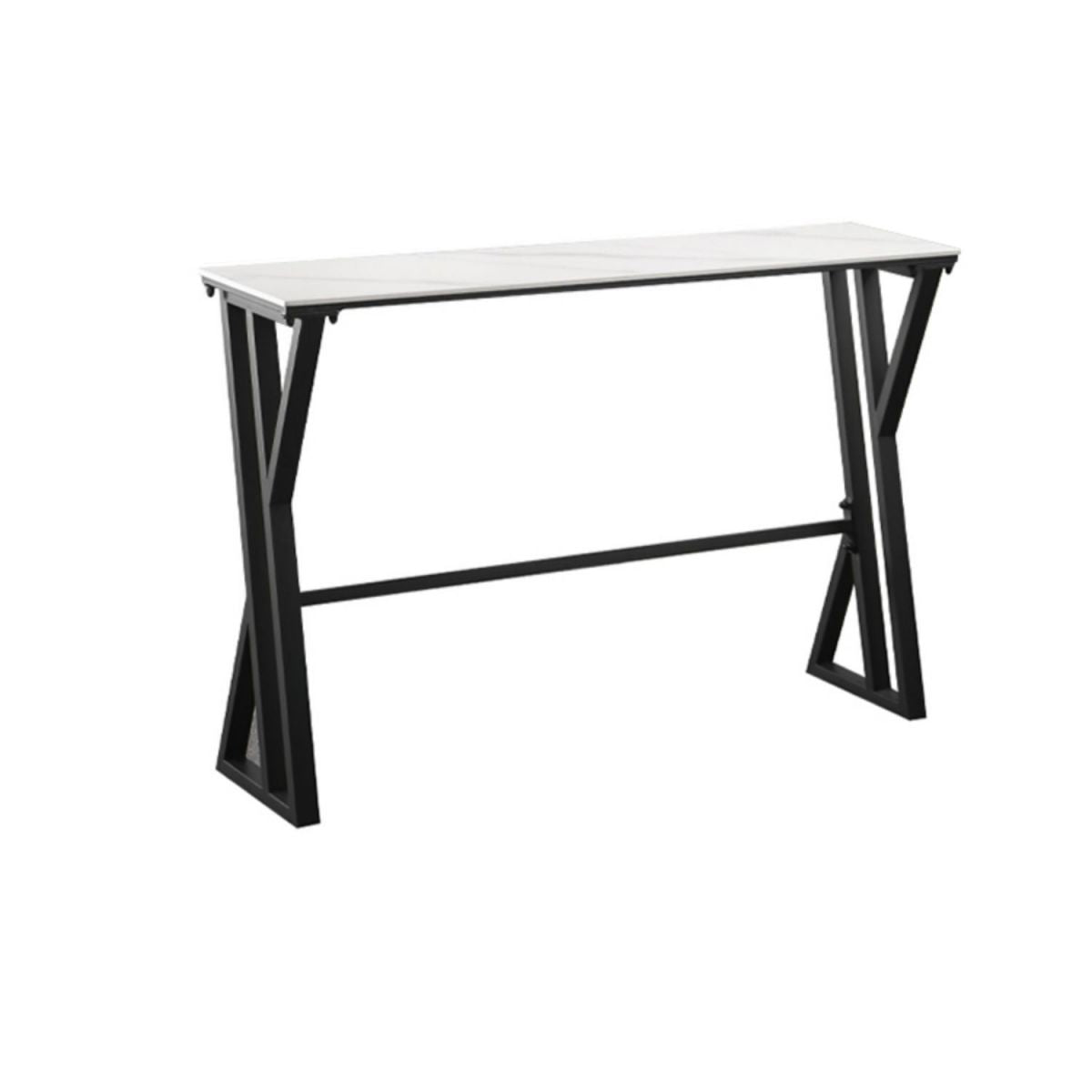 White Marble Bar Table with Rectangle Table Top Trestle Table - 41.3" H Clearhalo 'Bar Furniture' 'Bar Tables' 'bar_tables' 'furn' 'furn_bar_tables' 'Furniture' 'furniture_bar_tables' 'Kitchen & Dining Furniture' 'kitchen&dining_furn' 'kitchen' 1200x1200_dc603bea-f146-43fc-9e02-088579e4922e