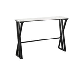 White Marble Bar Table with Rectangle Table Top Trestle Table - 41.3" H Clearhalo 'Bar Furniture' 'Bar Tables' 'bar_tables' 'furn' 'furn_bar_tables' 'Furniture' 'furniture_bar_tables' 'Kitchen & Dining Furniture' 'kitchen&dining_furn' 'kitchen' 1200x1200_dc603bea-f146-43fc-9e02-088579e4922e