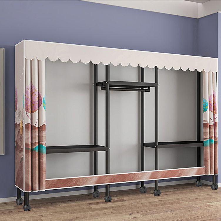 Eigentijdse stijl garderobe armoire metalen frame armoire met kledingstaaf voor thuis