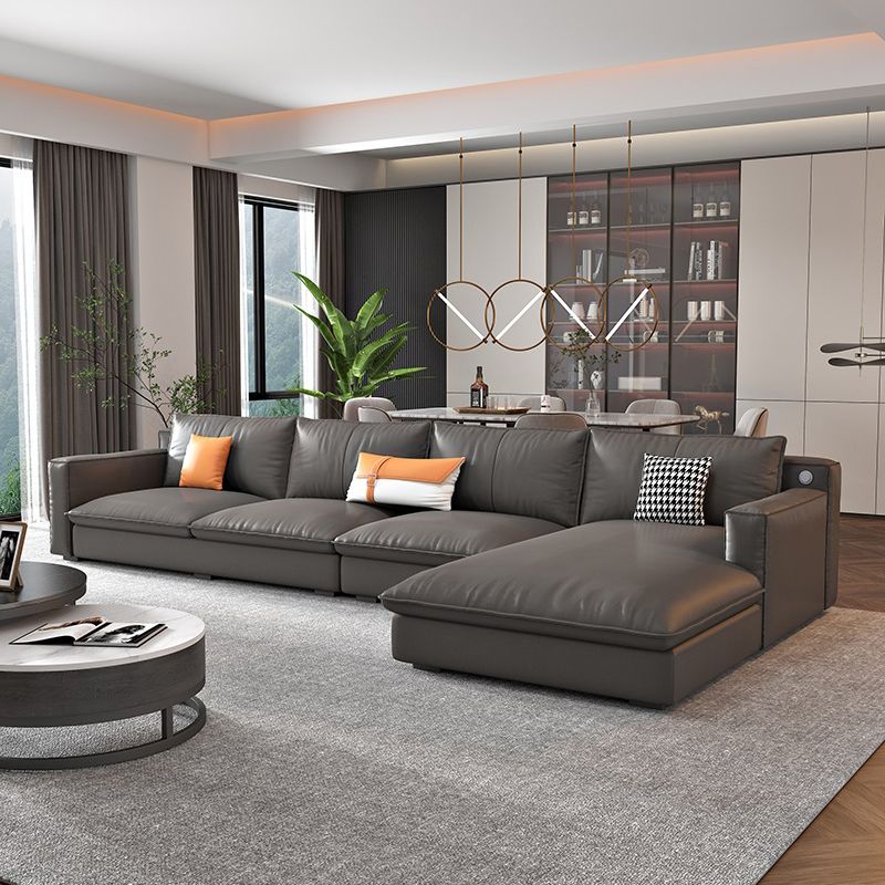 Modern Cushion Back Sectionals 33.46"H Cushions Square Arm Sofa with Chaise Clearhalo 'furn' 'furn_sectionals' 'Furniture' 'furniture_sectionals' 'Living Room Furniture' 'Sectionals' 1200x1200_dc623a14-e1a1-4ef3-83cc-376e74fe7635