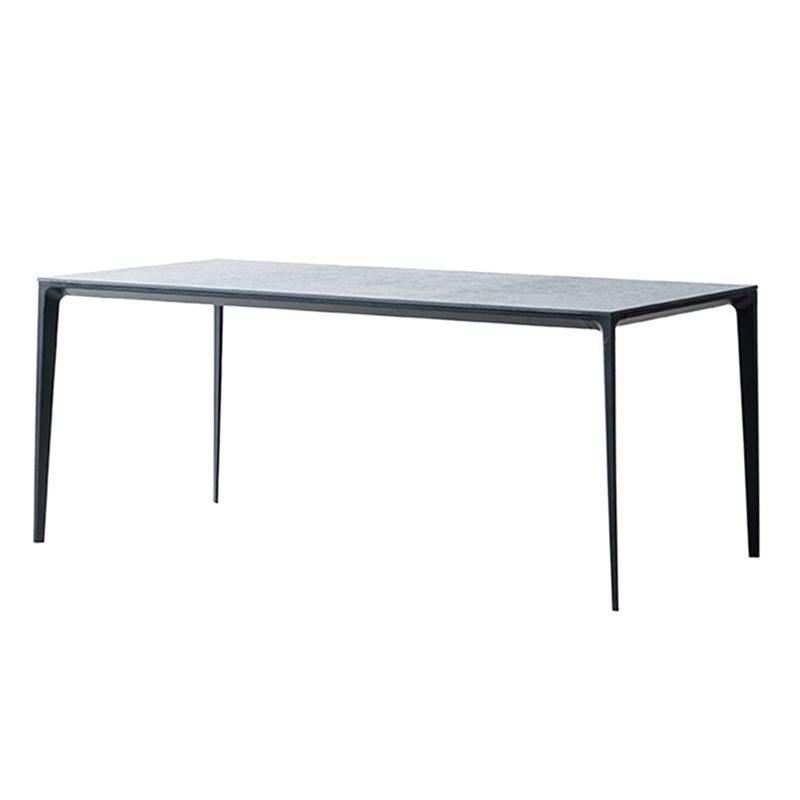 Grey Sintered Stone Top Dining Table Rectangle Table with Metal Base and 4 Legs Clearhalo ' dining_table' 'Dining Tables & Seating' 'Dining Tables' 'Furniture' 'furniture_dining_table' 'Kitchen & Dining Furniture' 'kitchen&dining_furn' 'kitchen' 'kitchen_dining_table' 1200x1200_dc6309fe-7c2f-4e1e-adc7-b51cfee775df