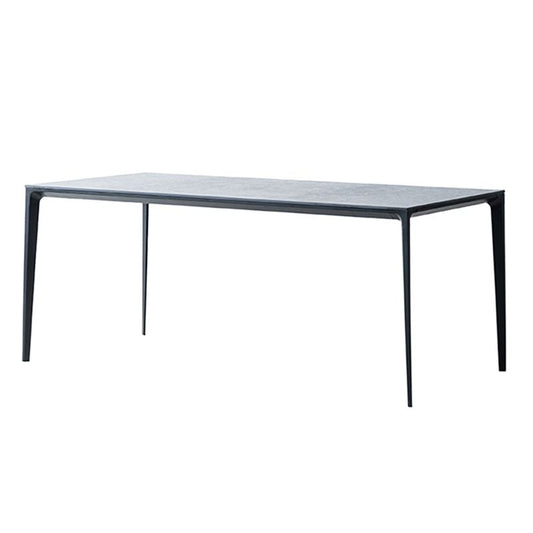 Grey Sintered Stone Top Dining Table Rectangle Table with Metal Base and 4 Legs