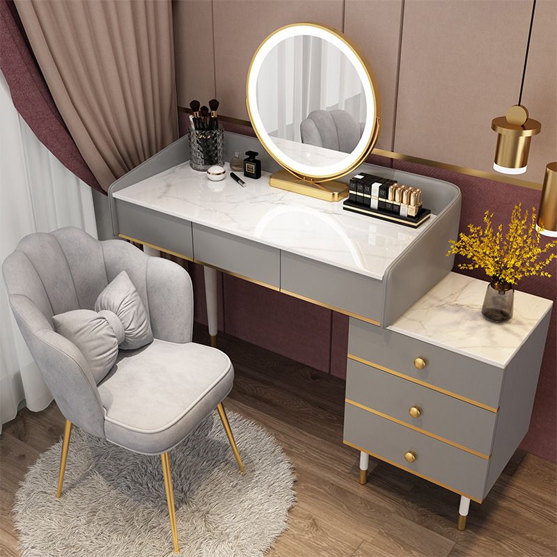 Glam Vanity Table Stone Top 15.75" W Makeup Desk with Drawers Clearhalo 'Bedroom Furniture' 'furn' 'furn_makeup_vanities' 'Furniture' 'Makeup Vanities' 'makeup_vanities' 1200x1200_dc648989-5f60-4efc-9fee-266b63a548d4