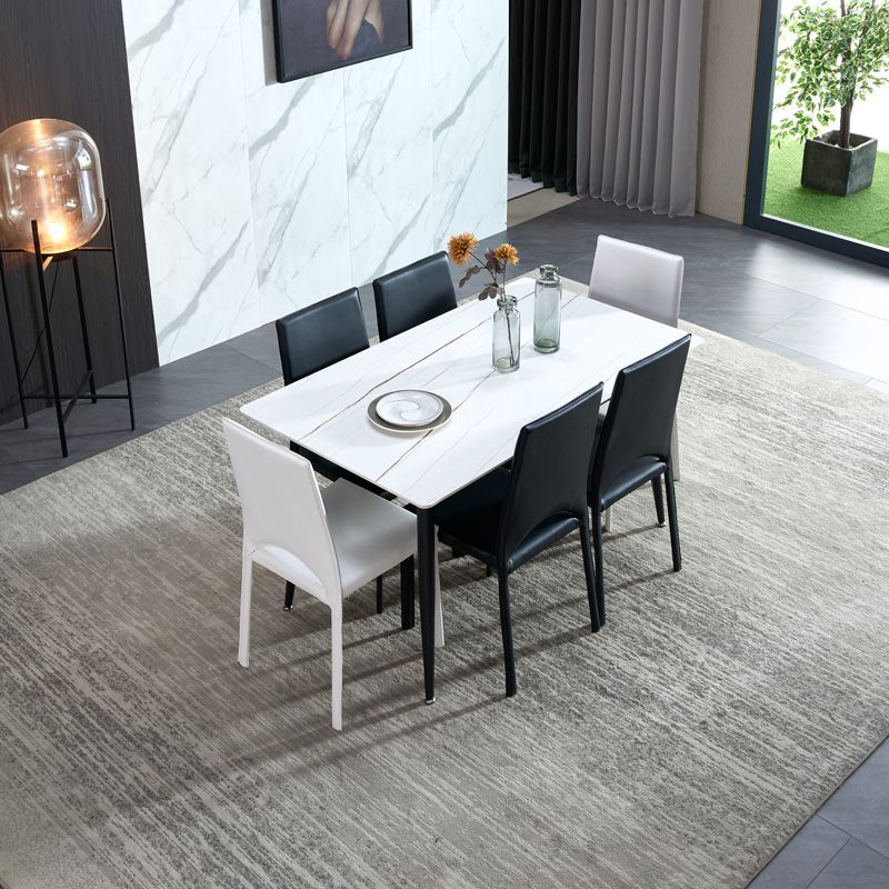 Rectangle Sintered Stone Dining Table Industrial Style 4 Legs Table for Home Clearhalo ' dining_table' 'Dining Tables & Seating' 'Dining Tables' 'furn' 'furn_dining_table' 'Furniture' 'furniture_dining_table' 'Kitchen & Dining Furniture' 'kitchen&dining_furn' 'kitchen' 'kitchen_dining_table' 1200x1200_dc658b7d-023a-4acc-8d69-dd5439a4a58f