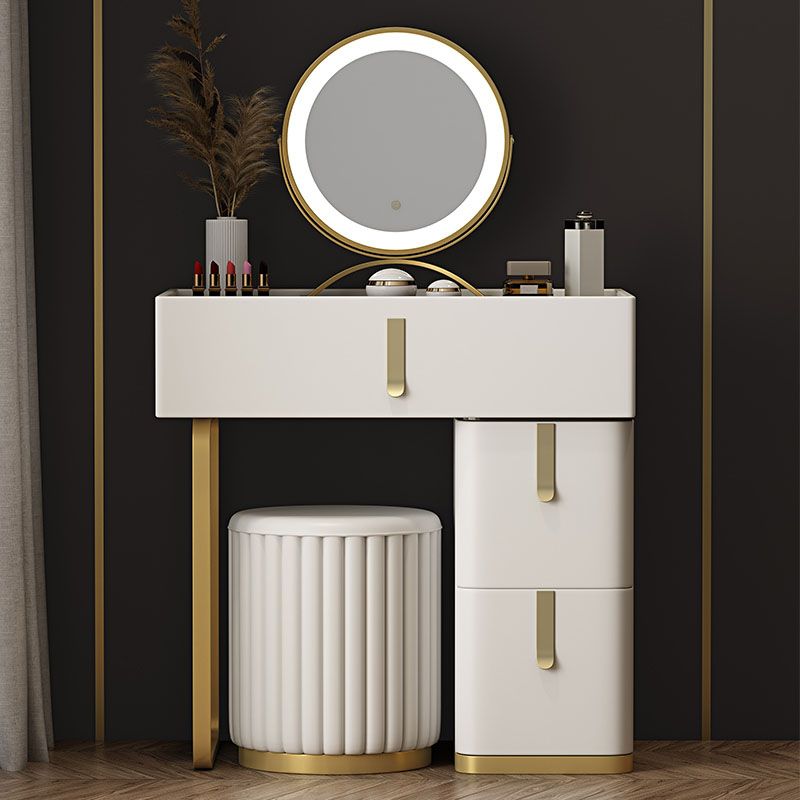 Glam Glass Top Vanity Dressing Table Set 3-Drawer Make-up Vanity Clearhalo 'Bedroom Furniture' 'furn' 'furn_makeup_vanities' 'Furniture' 'Makeup Vanities' 'makeup_vanities' 1200x1200_dc673291-7246-46bc-938f-c1895495ab80