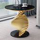 Modern Round Marble Top Side Table 19.6" Tall Iron Abstract End Table