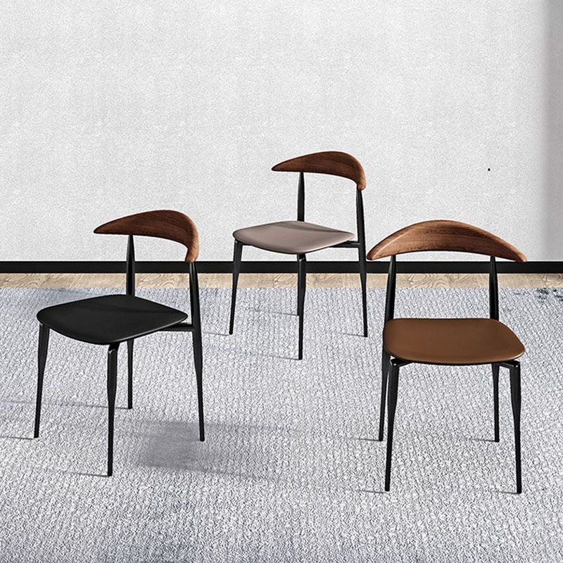 Industrial Style Leather Dining Side Chair Open Back Dining Side Chair Clearhalo ' kitchen&dining_furn' 'Dining Chairs' 'Dining Tables & Seating' 'dining_chair' 'furn' 'furn_dining_chair' 'Furniture' 'furniture_dining_chair' 'Kitchen & Dining Furniture' 'kitchen' 1200x1200_dc6951c5-cdbe-43d9-b797-7f9993617dfc