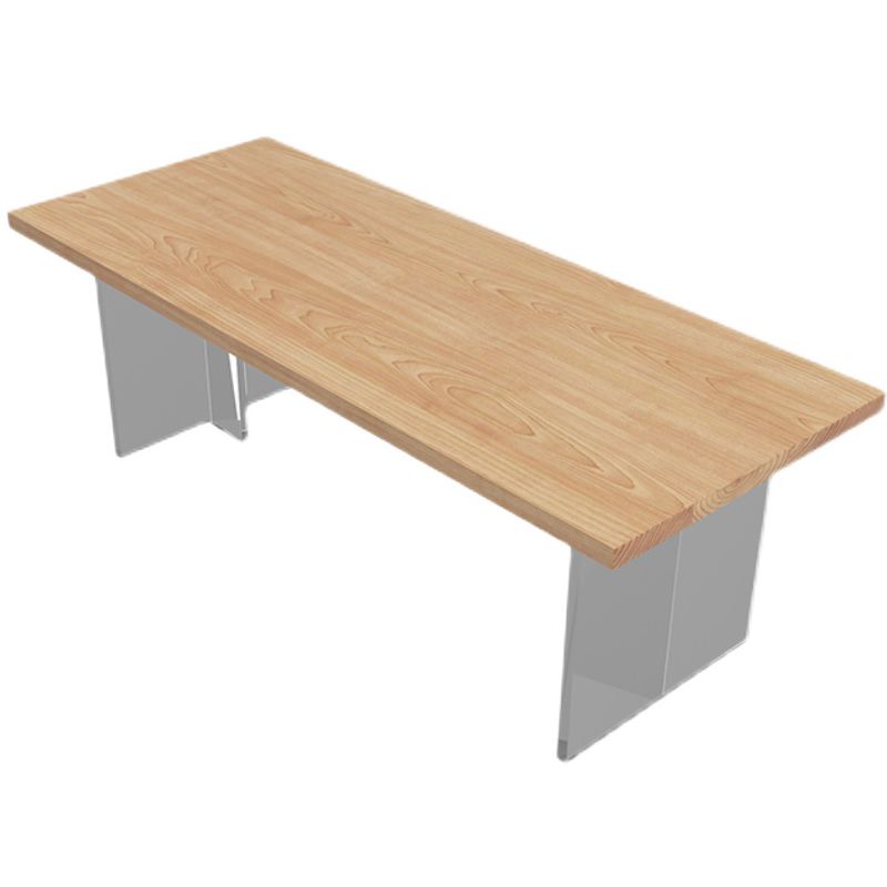 Modern Pine Solid Wood Table Rectangle Dining Table with Acrylic Double Pedestal for Restaurant Clearhalo ' dining_table' 'Dining Tables & Seating' 'Dining Tables' 'furn' 'furn_dining_table' 'Furniture' 'furniture_dining_table' 'Kitchen & Dining Furniture' 'kitchen&dining_furn' 'kitchen' 'kitchen_dining_table' 1200x1200_dc6a83c1-d121-4be9-9ba4-0e90a4c176d5