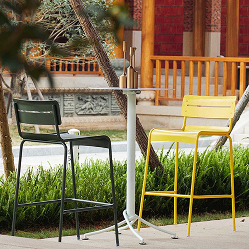 Industrial Outdoor Bar Height Table Metal Bar Table with Pedestal Clearhalo 'Bar Furniture' 'Bar Tables' 'bar_tables' 'furn' 'furn_bar_tables' 'Furniture' 'Kitchen & Dining Furniture' 1200x1200_dc6b0a0c-f677-418b-81b3-02faf9b3262b
