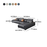 Sectional de forma L de cuero falso con almohada de cabeza ajustable para 4 personas