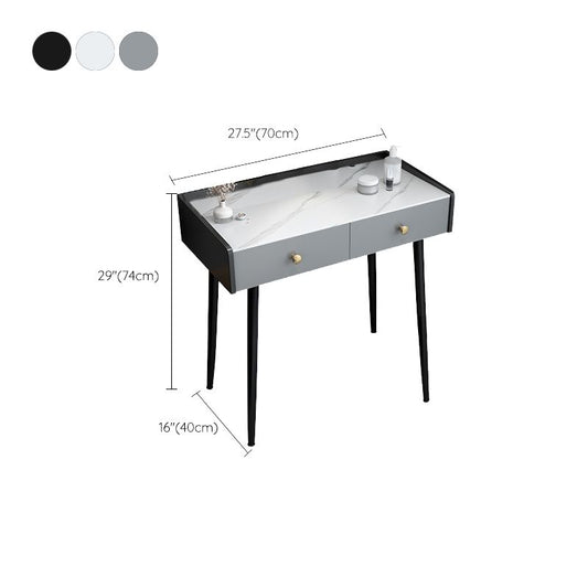 Vanity di pietra contemporanea, cassetto di stoccaggio con sgabello, nero/nero