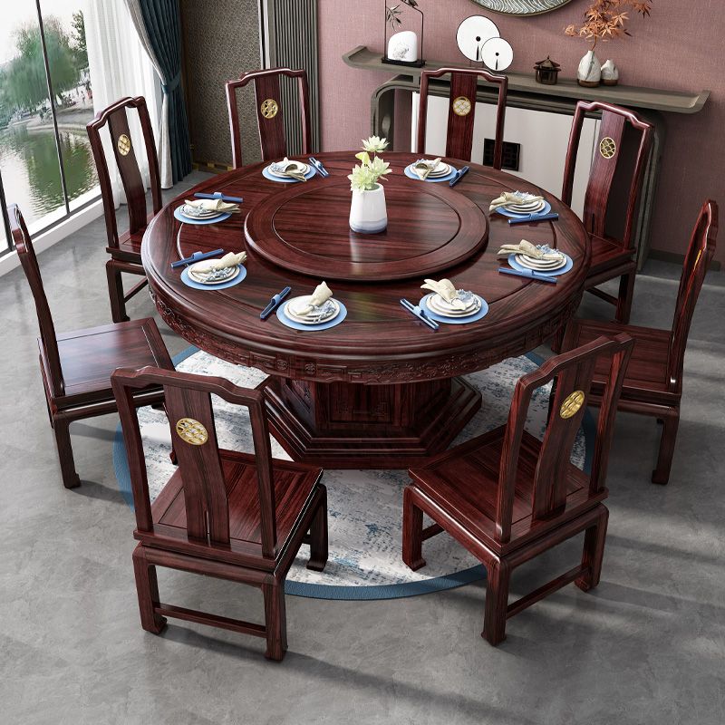 Solid Wood Dining Table Pedestal Round Dinner Table for Dining Room Clearhalo 'Dining Tables & Seating' 'Dining Tables' 'dining_table' 'furn' 'furn_dining_table' 'Furniture' 'Kitchen & Dining Furniture' 1200x1200_dc6edc6a-7dee-4659-9f9c-5292077d719a