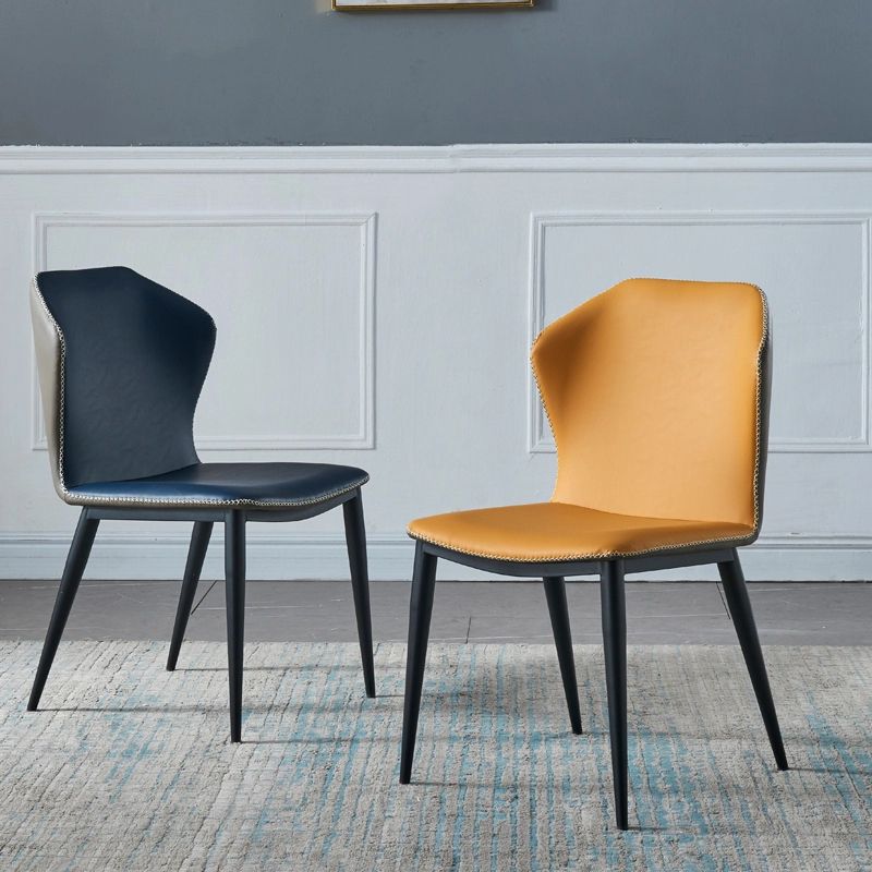 Industrial Metal Leather Dining Side Chair Dining Room Wingback Side Chair (Set of 2) Clearhalo ' kitchen&dining_furn' 'Dining Chairs' 'Dining Tables & Seating' 'dining_chair' 'furn' 'furn_dining_chair' 'Furniture' 'furniture_dining_chair' 'Kitchen & Dining Furniture' 'kitchen' 1200x1200_dc706a4c-5ff6-4267-9a85-a29493831a9a