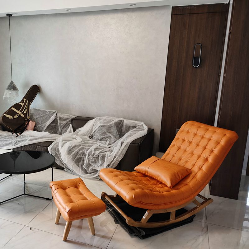 Living Room Rocker Chair Solid Tufted Cushions Leather Rocker Chair with Ottoman Clearhalo 'Chairs & Seating' 'furn' 'furn_rocking_chairs' 'Furniture' 'Living Room Furniture' 'Rocking Chairs' 'rocking_chairs' 1200x1200_dc7423b9-6588-4d21-b8c9-4615fab36c1c