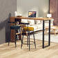 Solid Wood Bar Stool Table Industrial Style Bar Dining Table with Storage Clearhalo 'Bar Furniture' 'Bar Tables' 'bar_tables' 'furn' 'furn_bar_tables' 'Furniture' 'Kitchen & Dining Furniture' 1200x1200_dc76fa6e-e1eb-4375-a225-dce125a92832