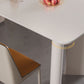 White Rectangle Dining Table Double Pedestal Table for Kitchen Dining Room
