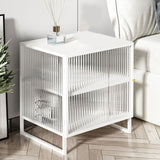 Tavolo da notte moderno da 21,65 "moderni in metallo nero / bianco mobile in metallo