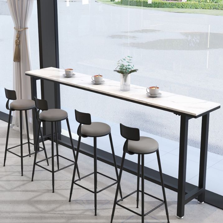 White Modern Style Bar Table in Faux Marble and Metal Milk Tea Shop Bar Table Clearhalo 'Bar Furniture' 'Bar Tables' 'bar_tables' 'furn' 'furn_bar_tables' 'Furniture' 'furniture_bar_tables' 'Kitchen & Dining Furniture' 1200x1200_dc7d8bcc-de56-4210-86b1-51543950f32d
