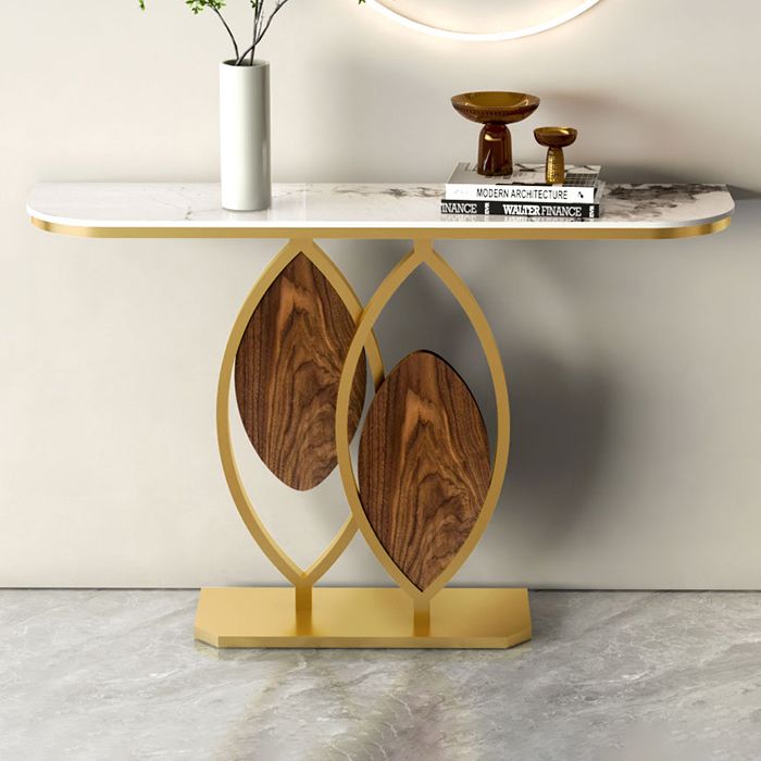 Tavolo di accento moderno largo 12 pollici a forma di mezza luna tavolo in metallo per sala