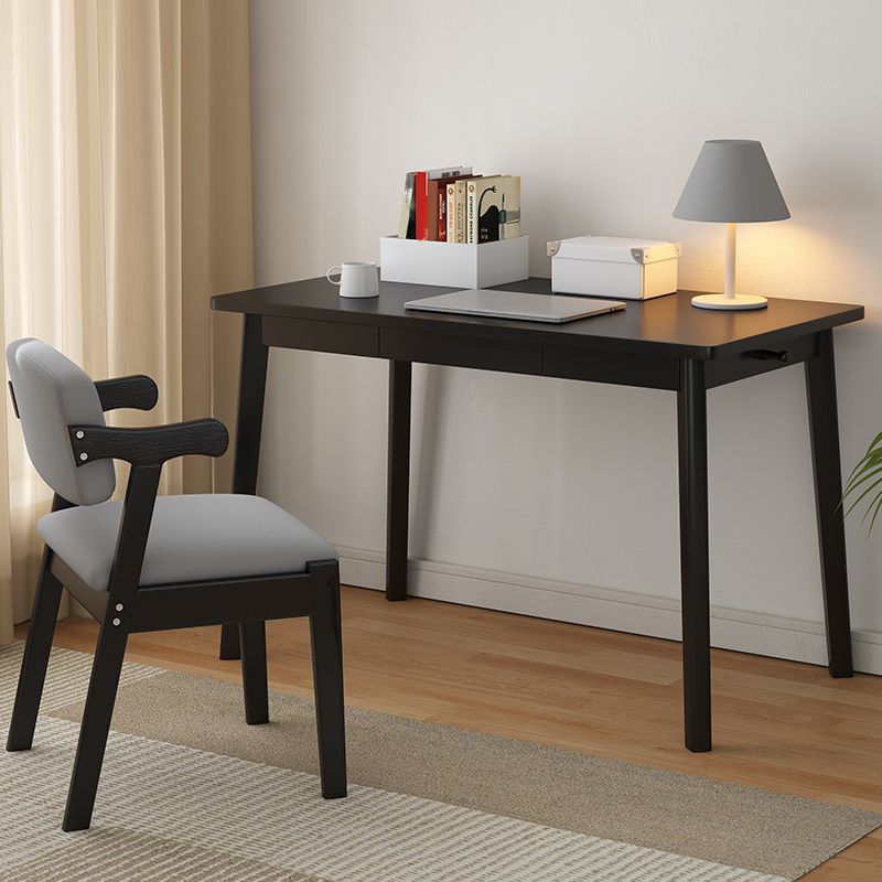 Bureau d'écriture industriel en bois massif bourse rectangulaire avec 3 tiroirs