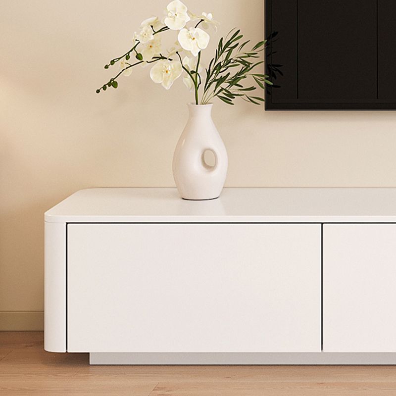 White TV Console Modern Cable Management Engineered Wood Media Console Clearhalo 'furn' 'furn_tv_stands_entertainment_centers' 'Furniture' 'Living Room Furniture' 'TV Stands & Entertainment Centers' 'TV Stands & Media Storage Furniture' 'tv_stands_entertainment_centers' 1200x1200_dc80467a-c187-4716-ab66-fc3d08e610ad