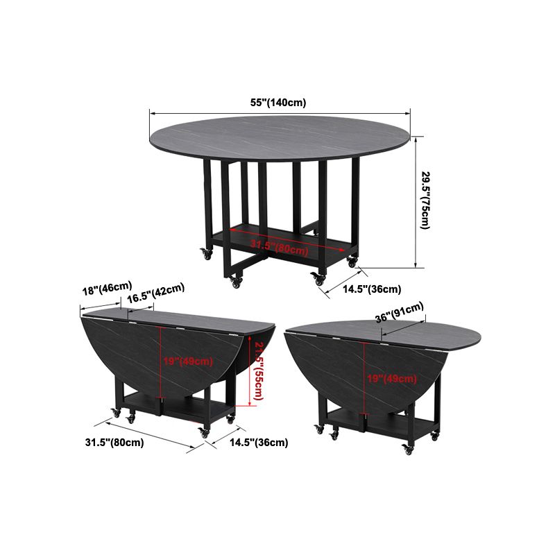 Foldable Wooden Top Table Extendable Round Table in Black (only table) Clearhalo ' dining_table' 'Dining Tables & Seating' 'Dining Tables' 'Furniture' 'furniture_dining_table' 'Kitchen & Dining Furniture' 'kitchen&dining_furn' 'kitchen' 'kitchen_dining_table' 1200x1200_dc80f5f4-db28-4788-9047-df5a8cf5b3fb