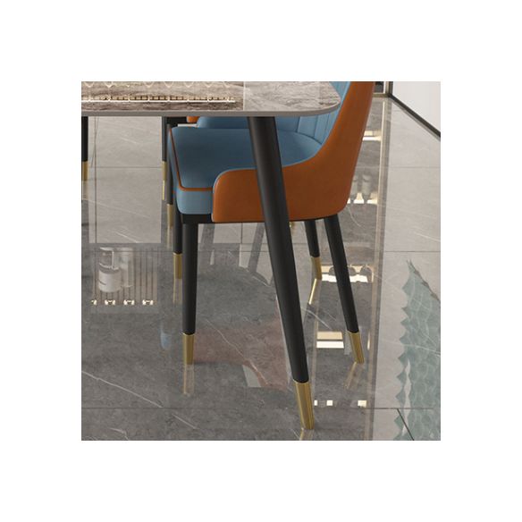 Mesa de comedor de piedra sinterizada industrial para mesa gris rectangular de restaurante con 4 patas