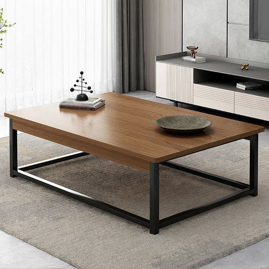 モダンスタイルのカクテルテーブル人工木製卓上鉄長方形のコーヒーテーブル