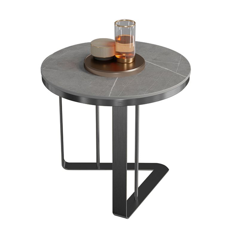 19.6"/21.6" Modern Round Slate Top Side Table Metal Abstract End Table