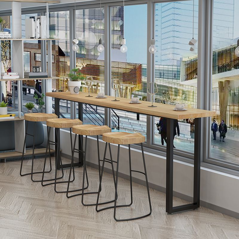 Sgabello da bar in metallo moderno in legno massiccio senza schienale per il ristorante