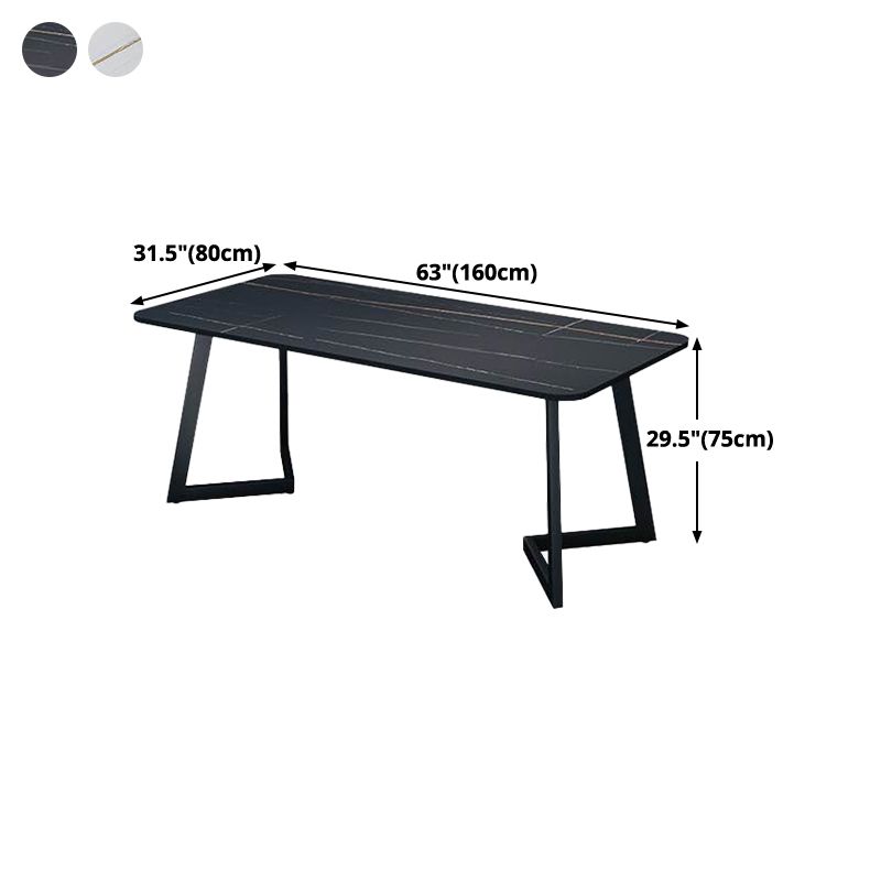 Modern Style Rectangle Stone Furniture Double Pedestal Dining Room Collection Clearhalo ' dining_table' 'Dining Tables & Seating' 'Dining Tables' 'furn' 'furn_dining_table' 'Furniture' 'furniture_dining_table' 'Kitchen & Dining Furniture' 'kitchen&dining_furn' 'kitchen' 'kitchen_dining_table' 1200x1200_dc8ce9f0-e2a9-48ea-9048-985497c936dc