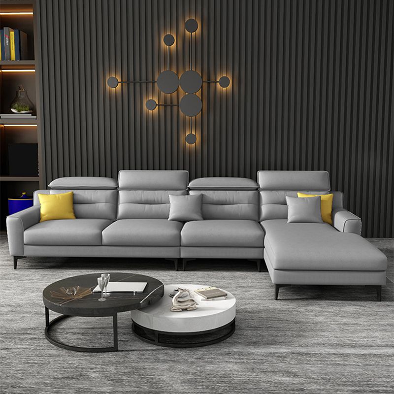 Oreiller sectionnel de bras carré gris dos moderne sectionnelle de 4 places