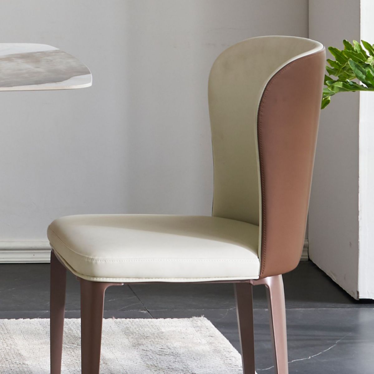 Glossy White Dining Table Set 1/4/5 Pieces Metal Base Table with Leather Chairs Clearhalo 'Dining Room Sets' 'Dining Tables & Seating' 'dining_room_set' 'furn' 'furn_dining_room_set' 'Furniture' 'Kitchen & Dining Furniture' 1200x1200_dc909f0a-6e4e-4b5e-8fac-4b0e3cc7d0b3