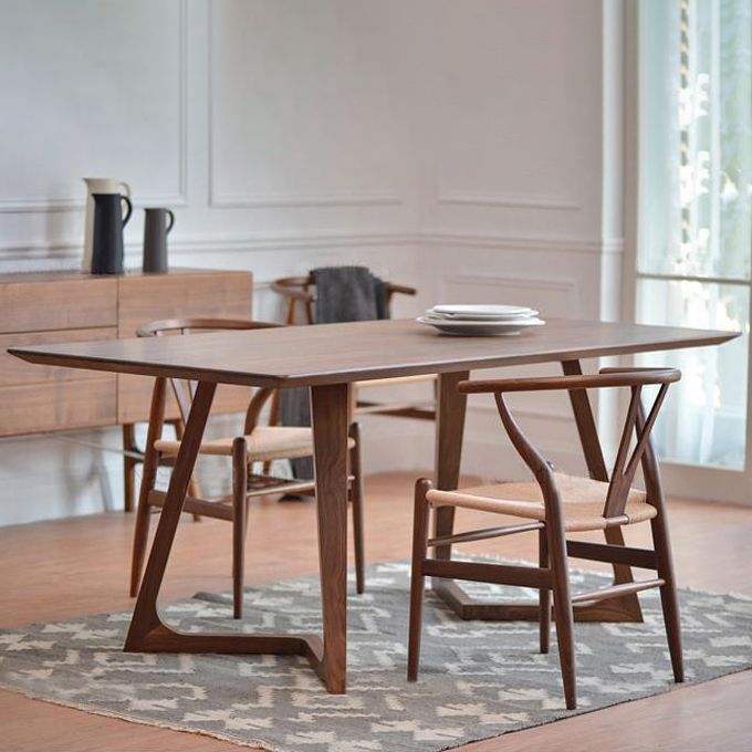 Modern Rectangle Dining Table Pine Solid Wood Table with Double Pedestal for Home Kitchen Dinner Clearhalo ' dining_table' 'Dining Tables & Seating' 'Dining Tables' 'furn' 'furn_dining_table' 'Furniture' 'furniture_dining_table' 'Kitchen & Dining Furniture' 'kitchen&dining_furn' 'kitchen' 'kitchen_dining_table' 1200x1200_dc913f17-1bb8-4d4f-a87b-f4887c708908