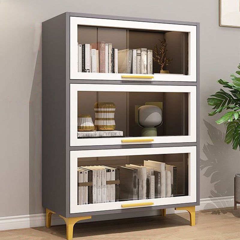 Modern Bookcase Closed Back Bookshelf with Door for Home Office