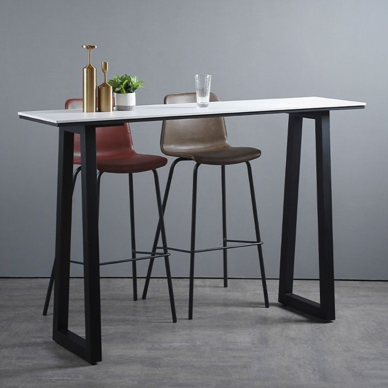 Rectangle Bar Table Sintered Stone Dining Table with Metal Base for Kitchen Clearhalo 'Bar Furniture' 'Bar Tables' 'bar_tables' 'furn' 'furn_bar_tables' 'Furniture' 'Kitchen & Dining Furniture' 1200x1200_dc93438a-0b3b-40ed-b74a-2468c7561792